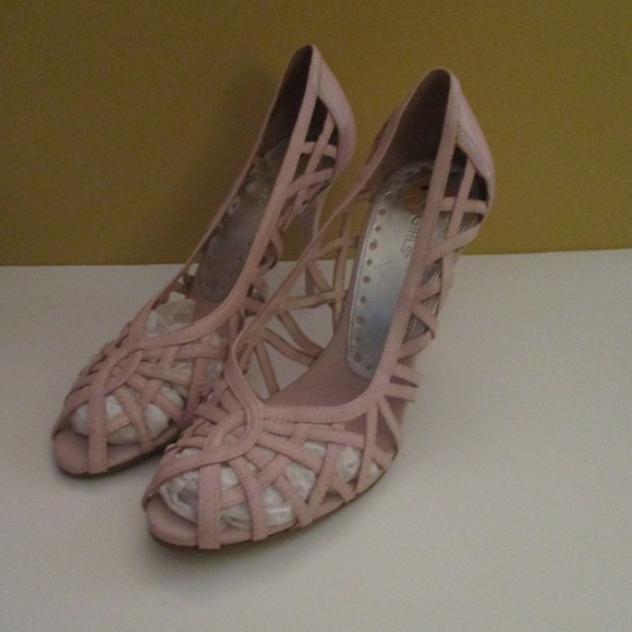 BCBGirls Pastel Baby Pink Peep-Toe Pumps - Picture 2 of 5